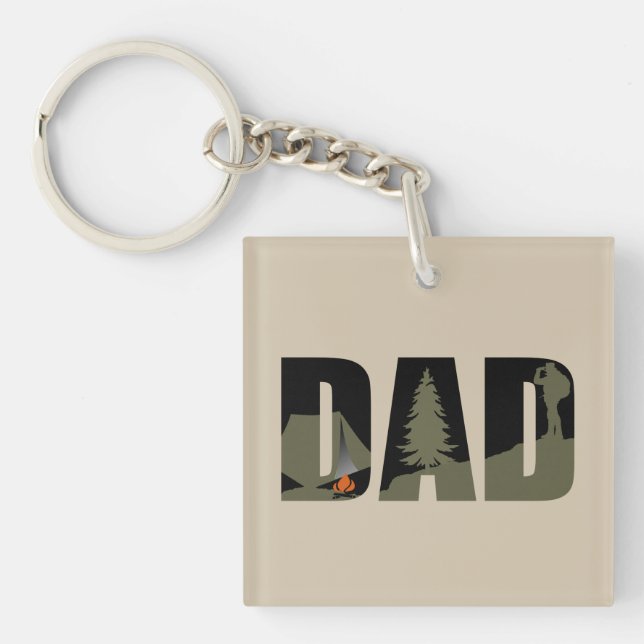 Outdoor camping dad happy camper keychain (Front)