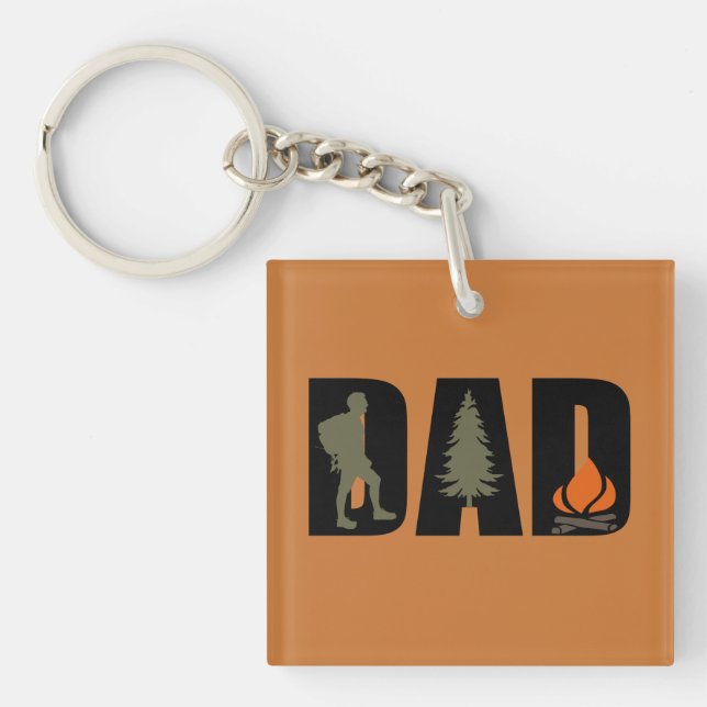 Outdoor camping dad happy camper keychain (Front)