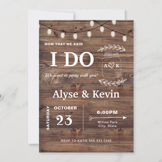 Outdoor Casual Wedding Reception Barn Lights Invitation (Front)
