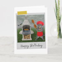 Outdoor Chef Tabby Cat Funny Birthday Card