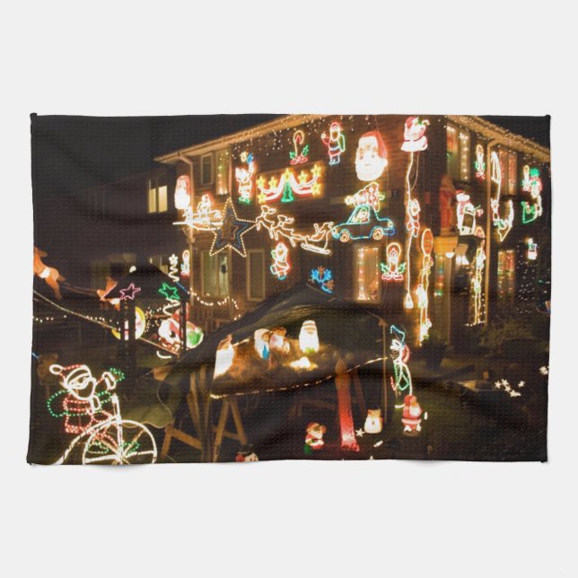 Outdoor Christmas Decorations Kitchen Towel (Horizontal)