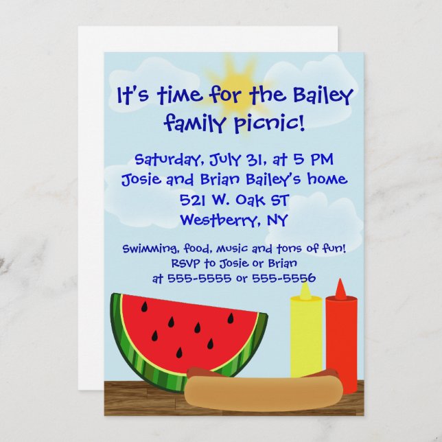 Outdoor Cookout Invitation (Front/Back)