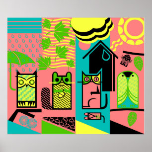 outdoor cute creatures  poster