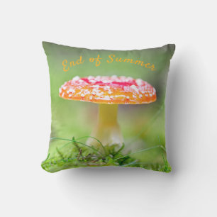 Outdoor End of summer fall red mushroom photo Pillow