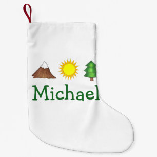 Outdoor Enthusiast Hiking Camp Tree Mountain Sun Small Christmas Stocking