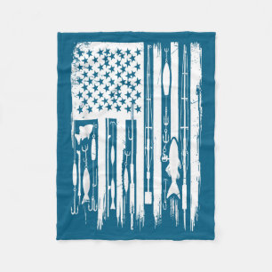Outdoor Fishing American Flag Fisherman Fish Lover Fleece Blanket