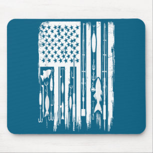 Outdoor Fishing American Flag Fisherman Fish Lover Mouse Pad