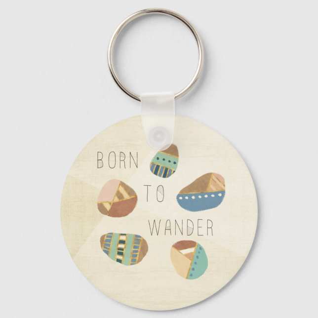 Outdoor Geo IX | Born to Wander Keychain (Front)