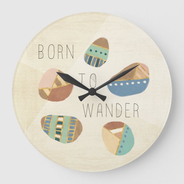Outdoor Geo IX | Born to Wander Large Clock (Front)