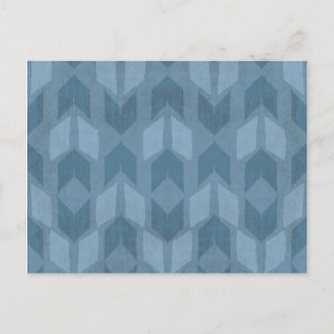 Outdoor Geo Step Blue Arrow Pattern Postcard