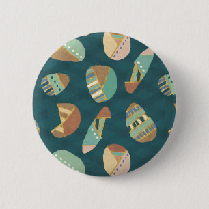 Outdoor Geo Step   Blue Pattern 2 Inch Round Button