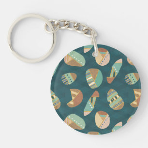 Outdoor Geo Step Blue Pattern Keychain