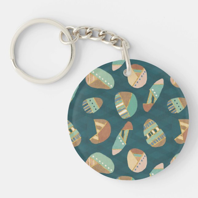 Outdoor Geo Step | Blue Pattern Keychain (Front)
