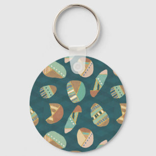 Outdoor Geo Step   Blue Pattern Keychain