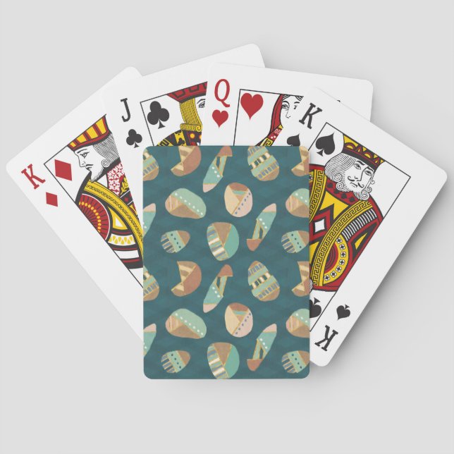Outdoor Geo Step | Blue Pattern Playing Cards (Back)