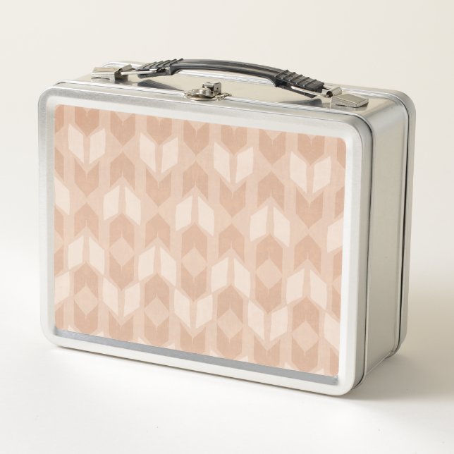 Outdoor Geo Step | Coral Arrow Pattern Metal Lunch Box (Front)