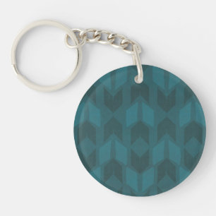 Outdoor Geo Step   Dark Teal Pattern Keychain