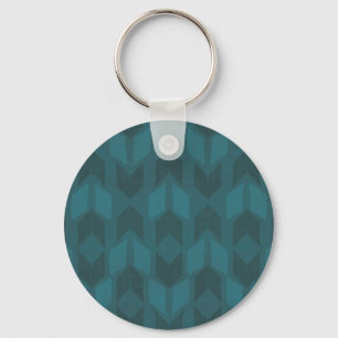 Outdoor Geo Step   Dark Teal Pattern Keychain