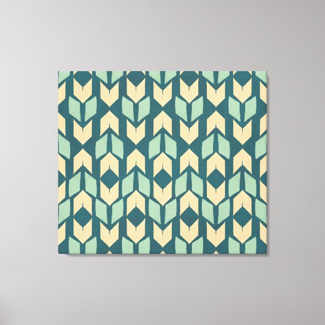Outdoor Geo Step | Geometric Teal Arrow Pattern Canvas Print (Front)