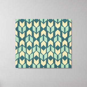 Outdoor Geo Step   Geometric Teal Arrow Pattern Canvas Print