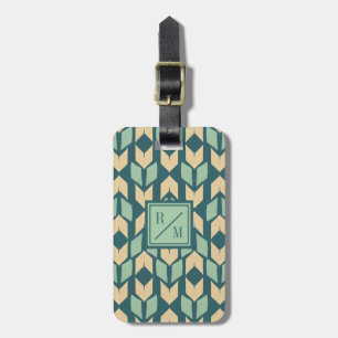 Outdoor Geo Step   Geometric Teal Arrow Pattern Luggage Tag