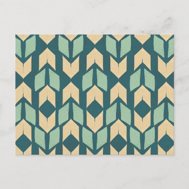 Outdoor Geo Step | Geometric Teal Arrow Pattern Postcard (Front)