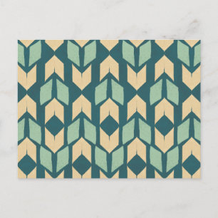 Outdoor Geo Step Geometric Teal Arrow Pattern Postcard