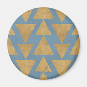 Outdoor Geo Step Gold & Blue Pattern Magnet