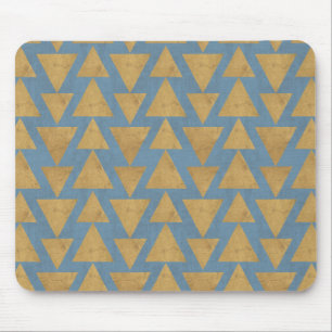Outdoor Geo Step   Gold & Blue Pattern Mouse Pad