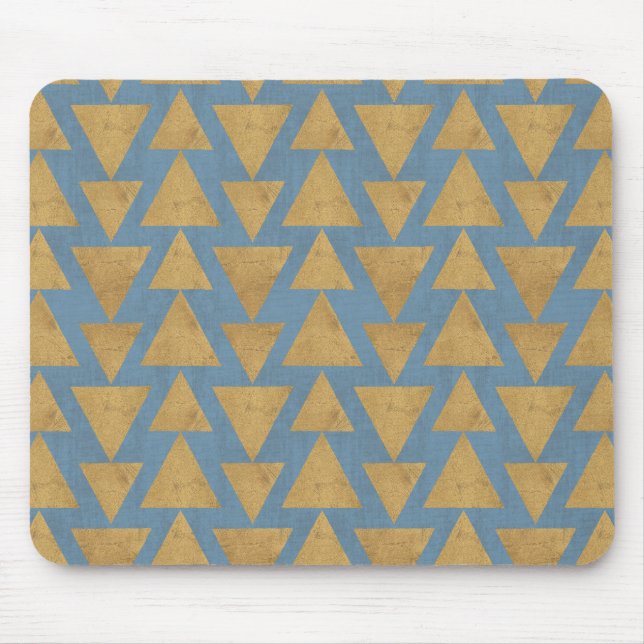 Outdoor Geo Step | Gold & Blue Pattern Mouse Pad (Front)