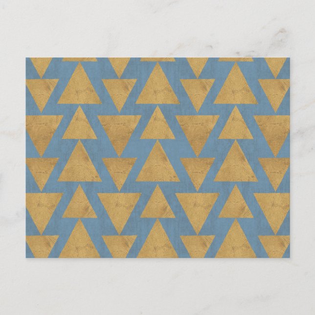 Outdoor Geo Step | Gold & Blue Pattern Postcard (Front)