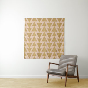Outdoor Geo Step Gold & Coral Geometric Pattern Tapestry