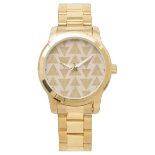 Outdoor Geo Step Gold & Coral Geometric Pattern Watch