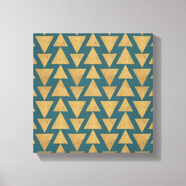 Outdoor Geo Step | Gold & Dark Teal Pattern Canvas Print (Front)