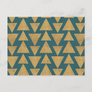 Outdoor Geo Step | Gold & Dark Teal Pattern Postcard
