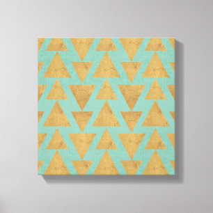 Outdoor Geo Step   Gold & Teal Pattern Canvas Print