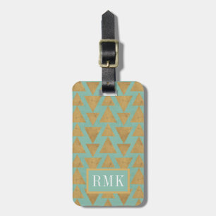 Outdoor Geo Step   Gold & Teal Pattern Luggage Tag