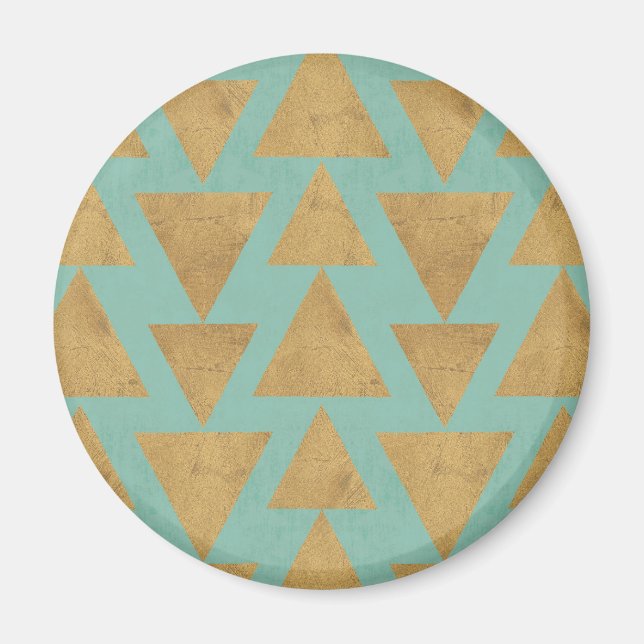 Outdoor Geo Step | Gold & Teal Pattern Magnet (Front)