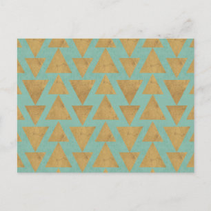 Outdoor Geo Step Gold & Teal Pattern Postcard