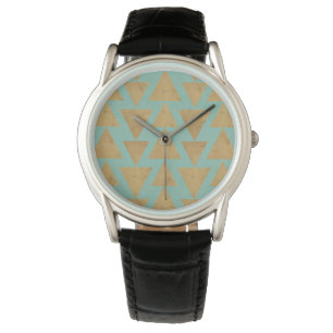 Outdoor Geo Step Gold & Teal Pattern Watch