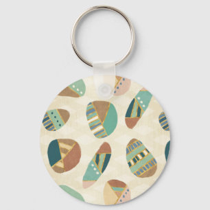 Outdoor Geo Step Teal Pattern Keychain