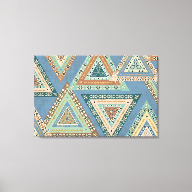 Outdoor Geo X | Blue Tribal Indian Pattern Canvas Print (Front)