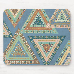 Outdoor Geo X Blue Tribal Indian Pattern Mouse Pad