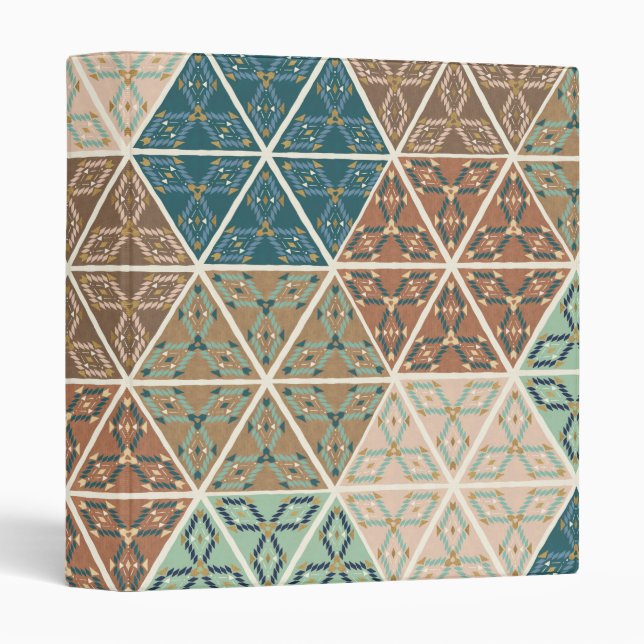 Outdoor Geo XI | Blue & Green Tribal Pattern Binder (Front/Spine)