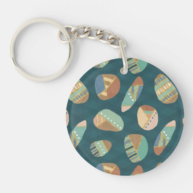 Outdoor Geo XII | Blue & Green Geometric Pattern Keychain (Front)
