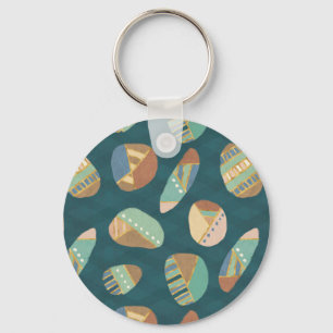Outdoor Geo XII   Blue & Green Geometric Pattern Keychain