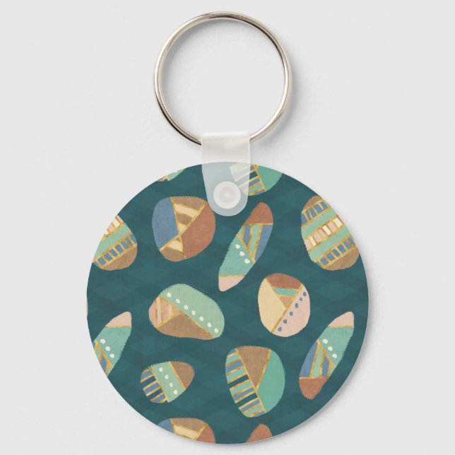 Outdoor Geo XII | Blue & Green Geometric Pattern Keychain (Front)
