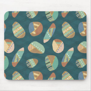 Outdoor Geo XII   Blue & Green Geometric Pattern Mouse Pad