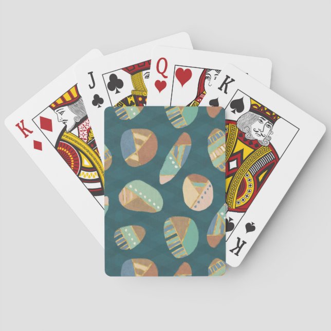 Outdoor Geo XII | Blue & Green Geometric Pattern Playing Cards (Back)