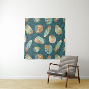 Outdoor Geo XII Blue & Green Geometric Pattern Tapestry